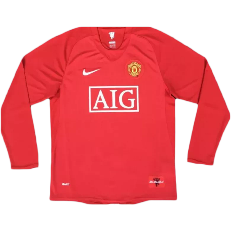 Retro Manchester United Home Long Sleeve Jersey 2007/08-mint