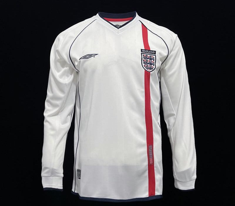 Retro England 2002 Long Sleeve Home Jersey-mint