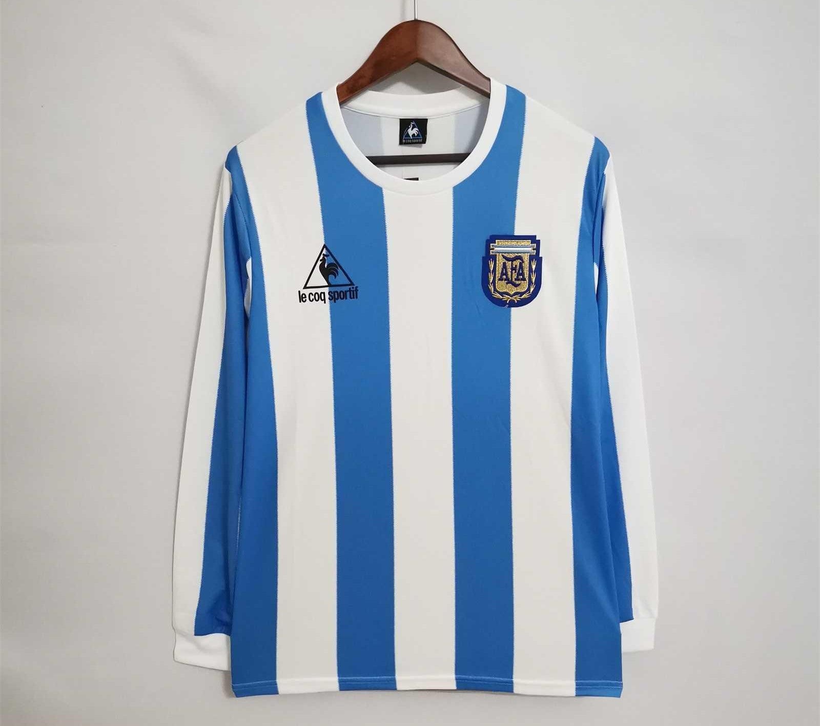 Retro Argentina 1986 Long Sleeve Home Jersey